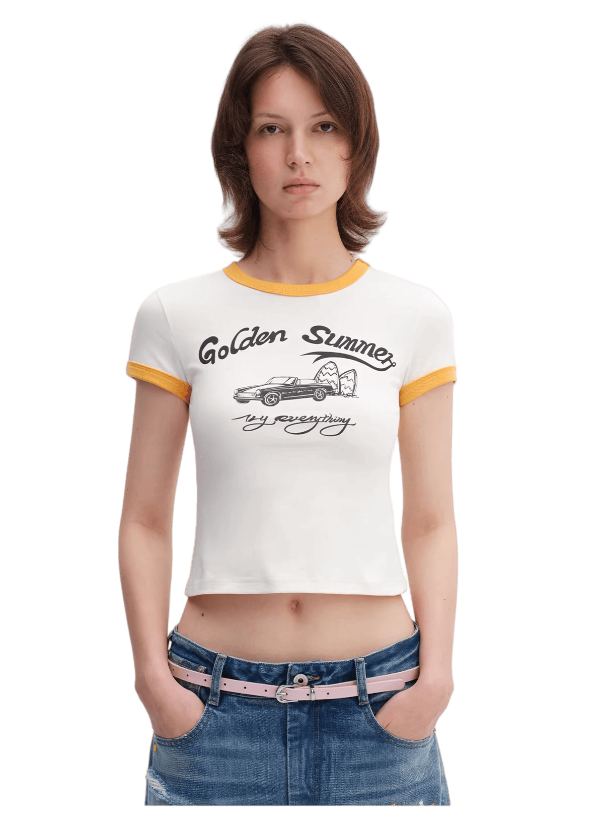 Color-Block Summer Fitted T-Shirt