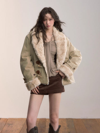 Reversible Faux Fur Toggle Jacket