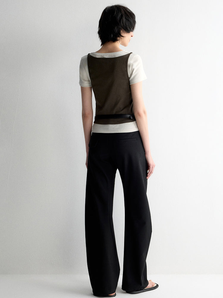 Cross-Design Low-Waisted Casual Pants
