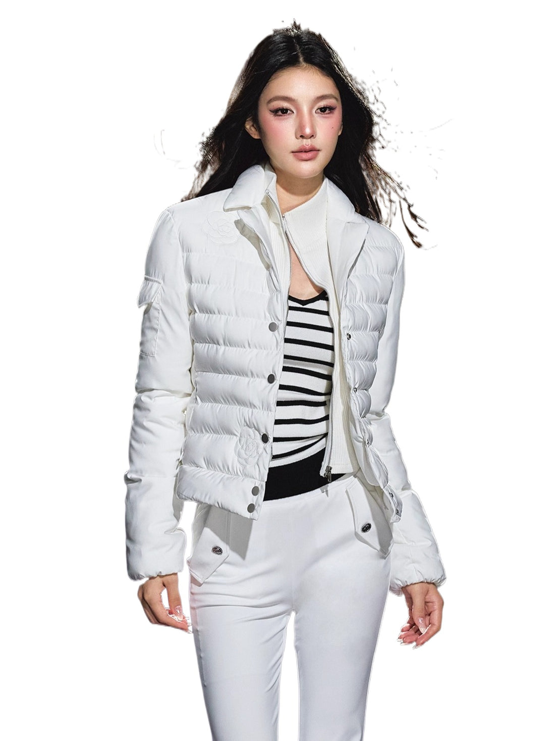 High-Neck Fitted Lightweight Down Jacket