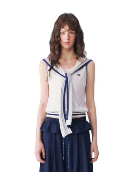 Nautical-Inspired Minimalist Knit Tank Top