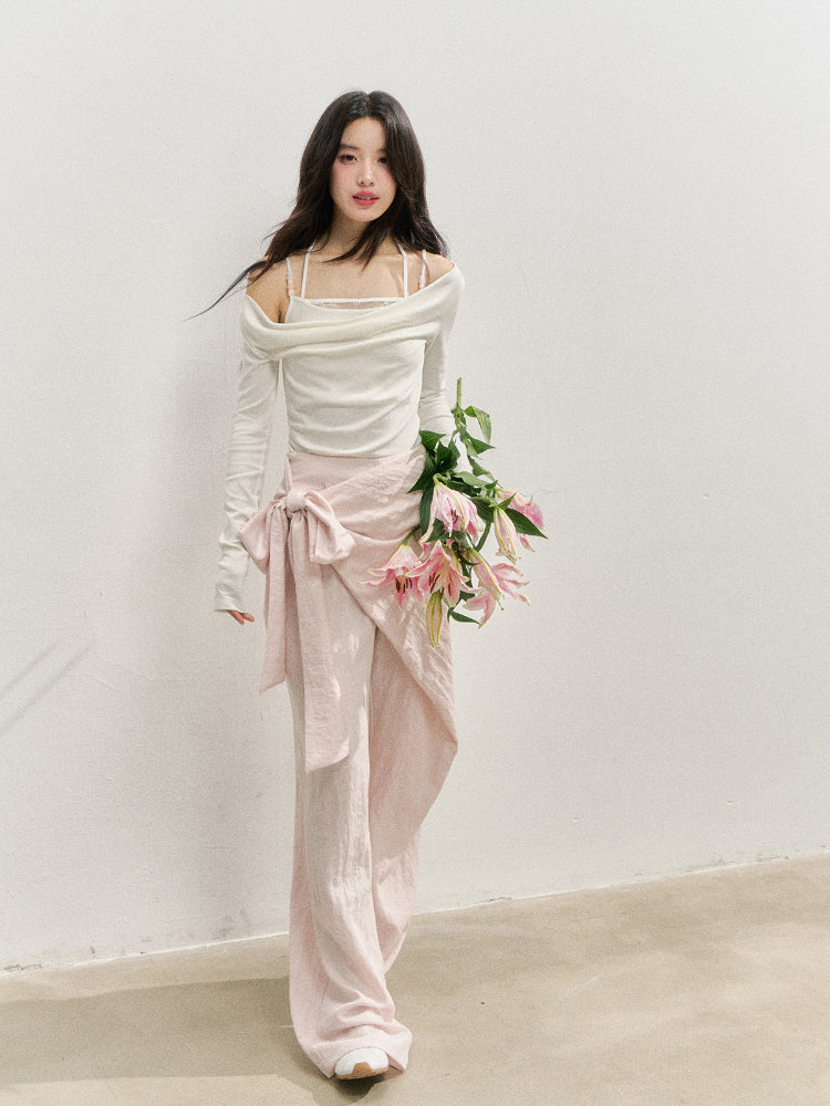 Creamy Pink Apron-Designed Sun-Protective Pants - CHINASQUAD