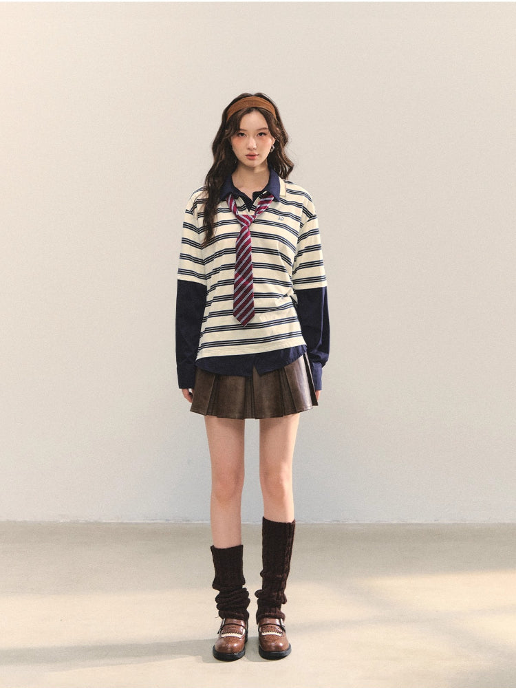 Stripe Fake Two-Piece Polos