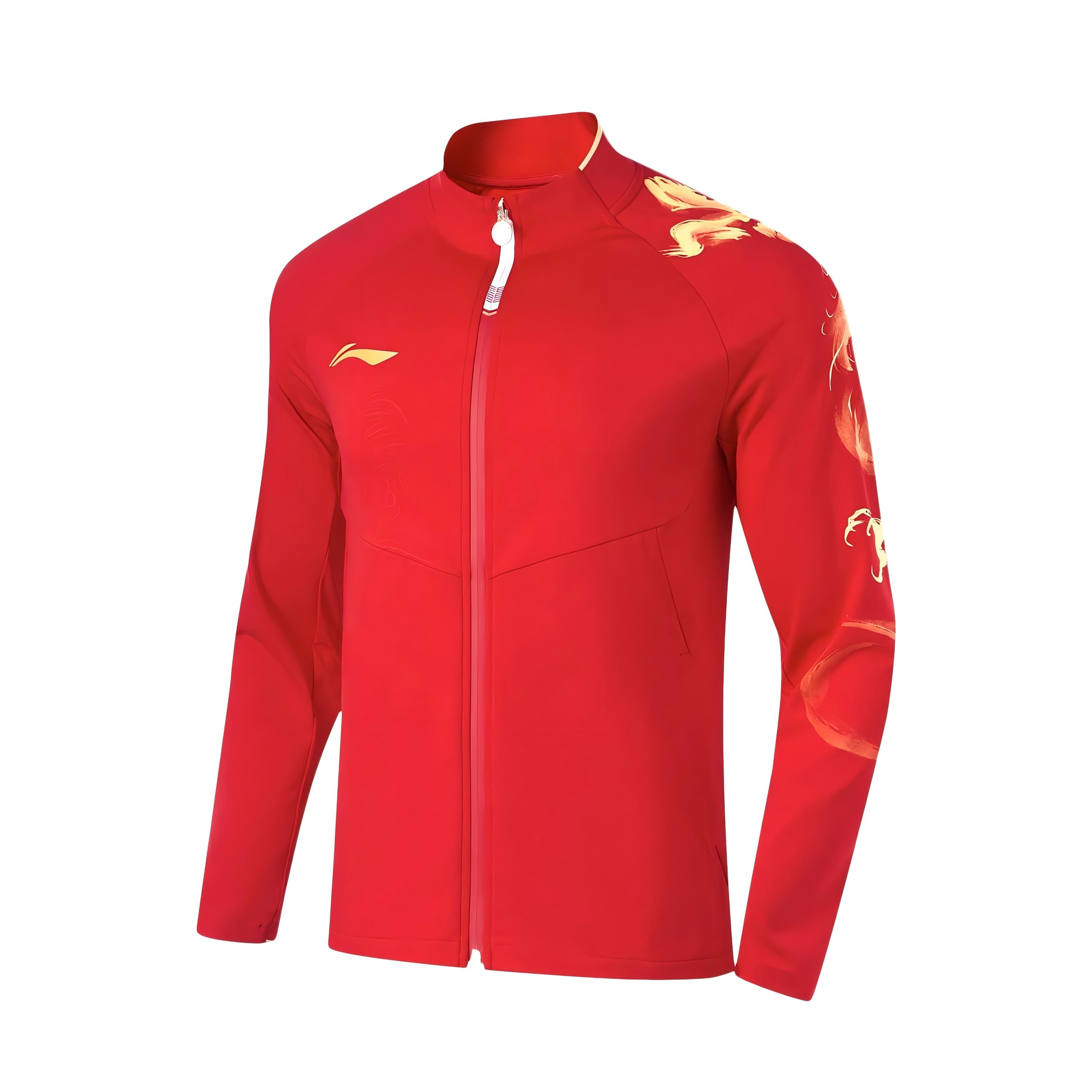 Li-Ning Red Ping Pong Series Zip-Up Stand Collar Jacket - China Team 2024 Paris Olympics Ping Pong Uniform