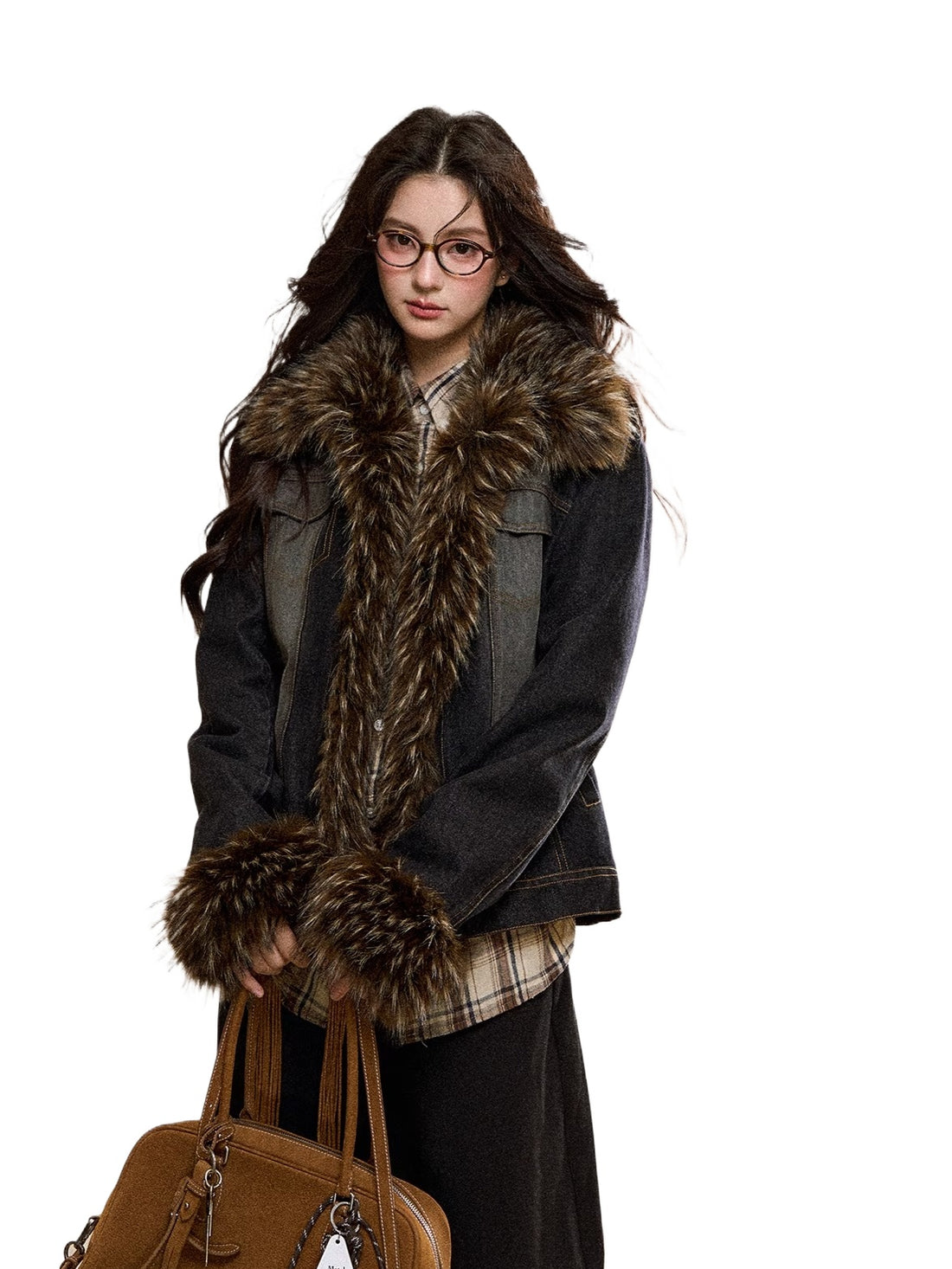 Faux Fur Trim Denim Jacket