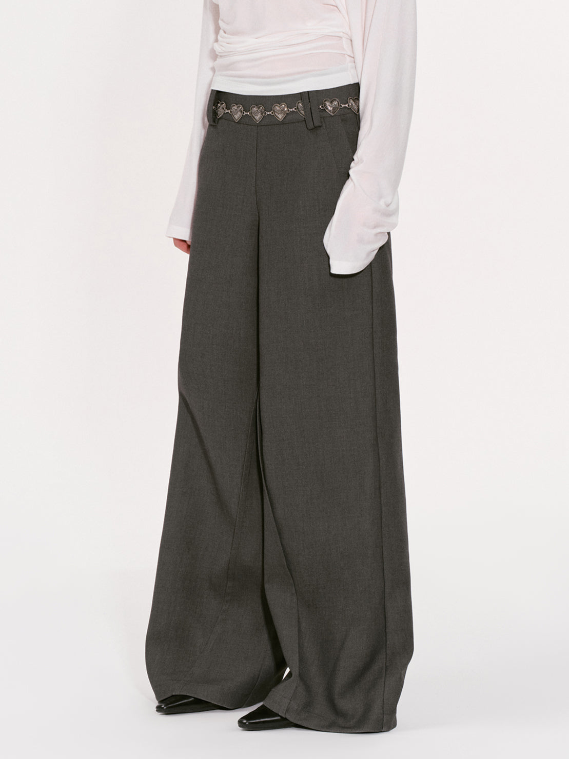 Structured Low-Waist Wide-Leg Pants