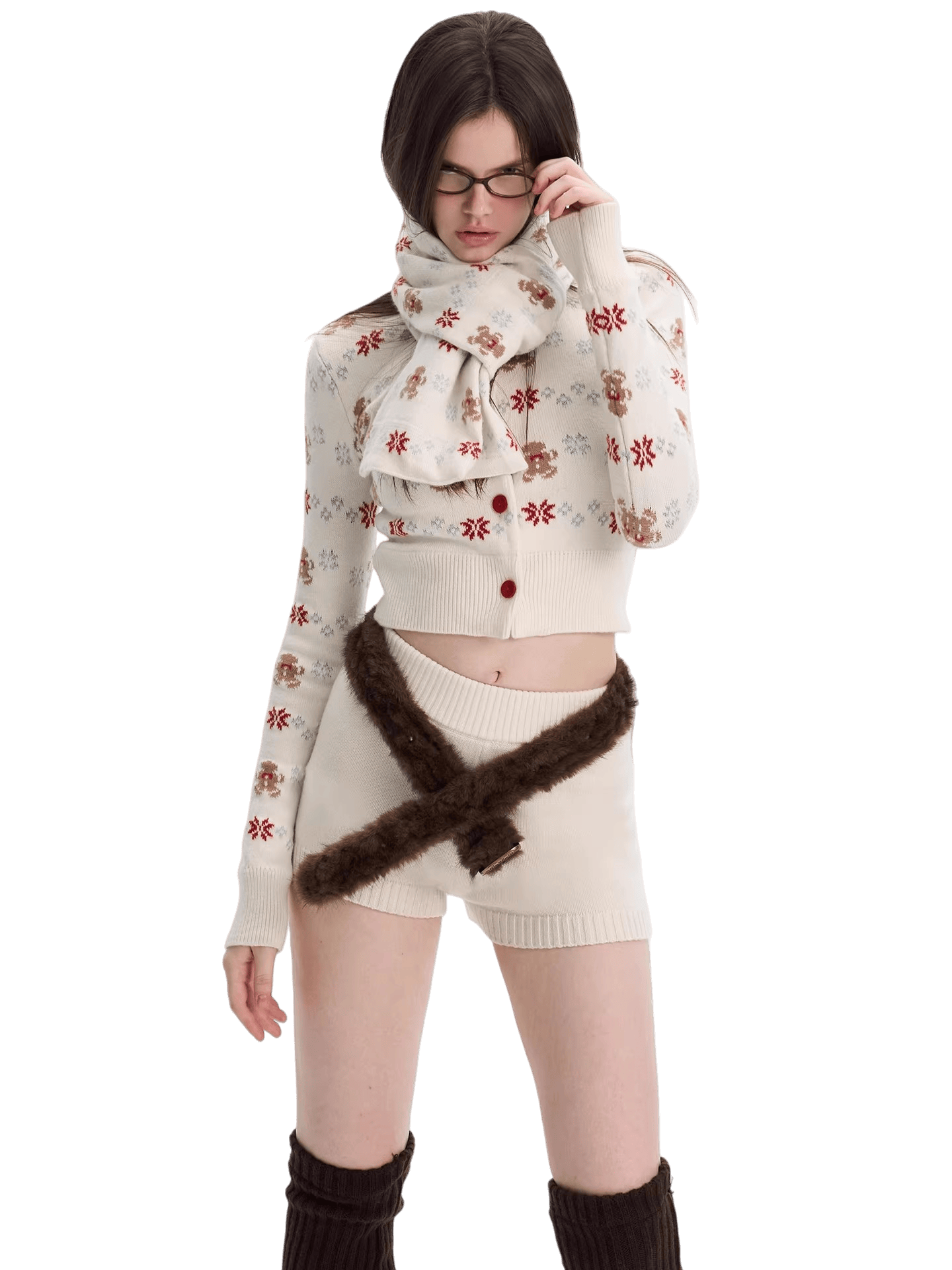 Cashmere-Blend Knit Cardigan Set