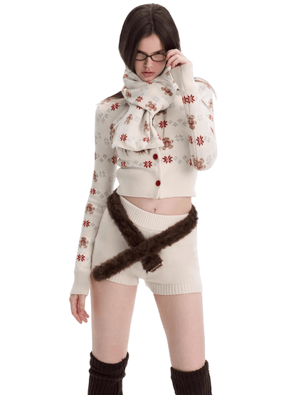 Cashmere-Blend Knit Cardigan Set