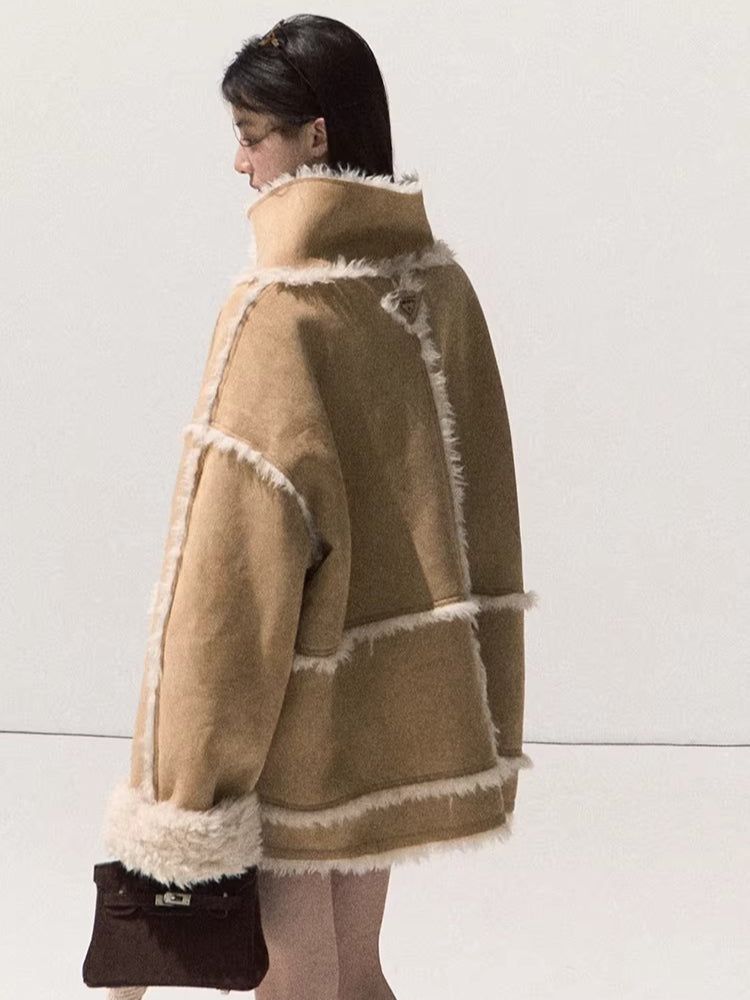 Faux Shearling Suede Jacket &amp; Vest