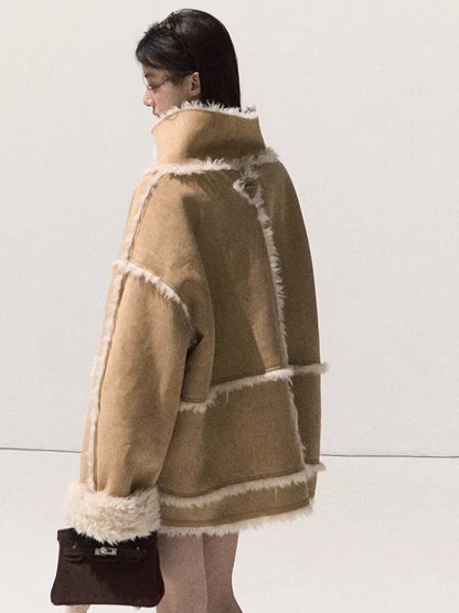 Faux Shearling Suede Jacket &amp; Vest