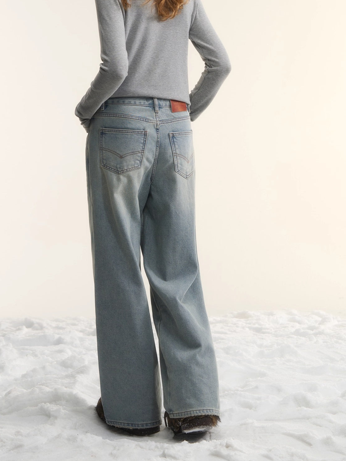 Washed Distressed Straight-Leg Denim Jeans