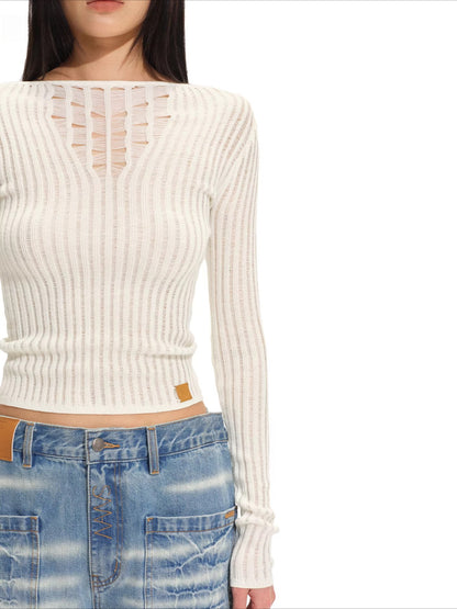 Blue Ridge V-Neck Fitted Knit Sweater