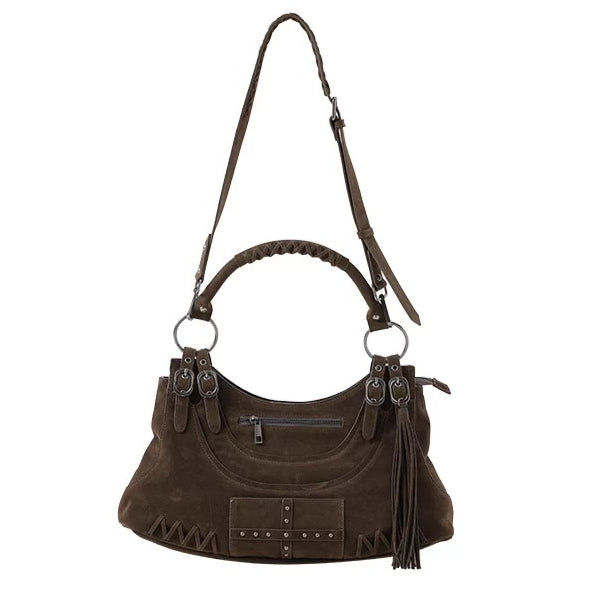 Vintage Studded Fringe Punk Shoulder Bag