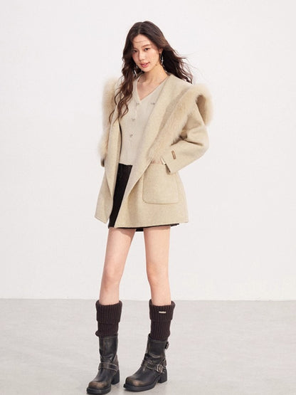 Oversized Wool-Blend Wide-Collar Coat