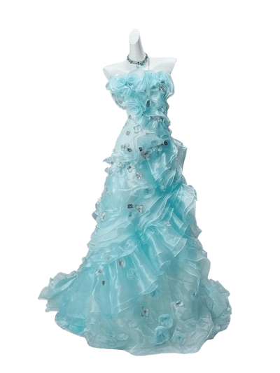 Azure “Bluefin Princess” Cascading Organza Couture Gown