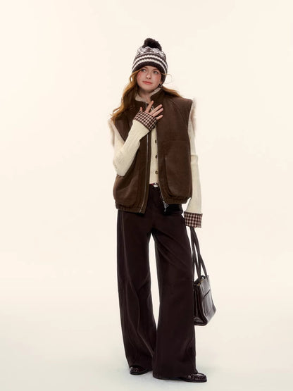 Vintage Brushed Curved-Leg Denim Pants