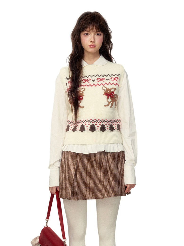 Fair Isle Deer Knit Tank Top