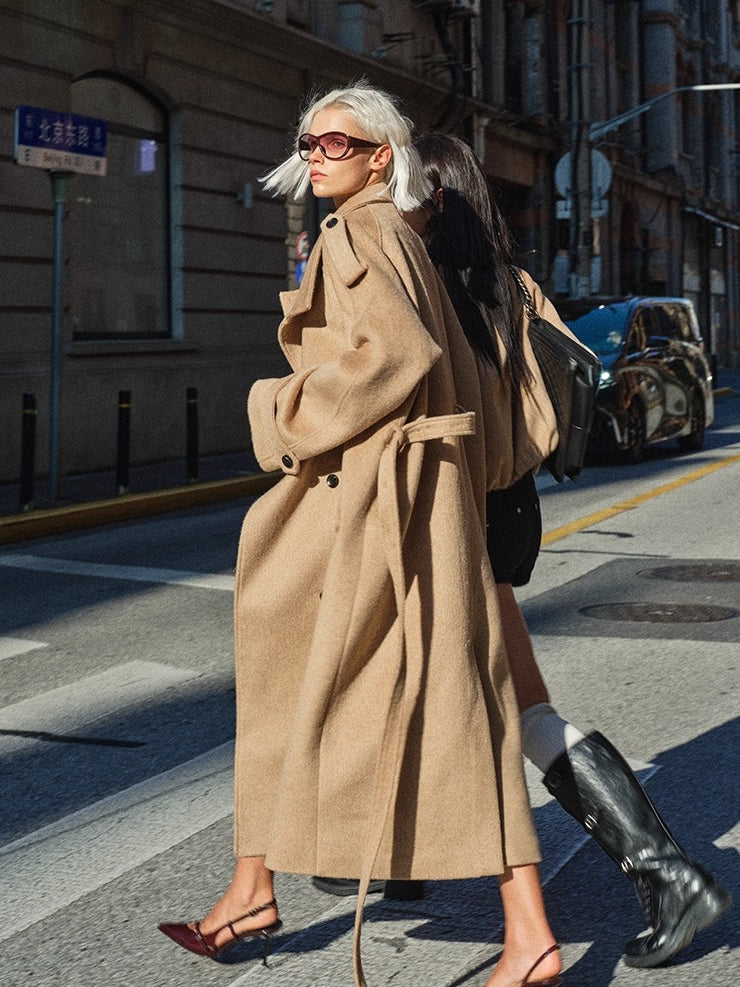 Silk Wool Blend Trench Coat