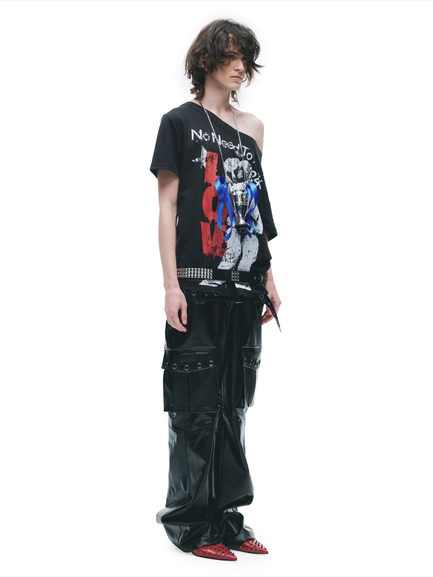 Laser-Burn Punk Graphic Oversized T-Shirt