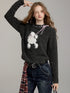 VIA PITTI Dog Motif Wool Blend Sweater – view 4