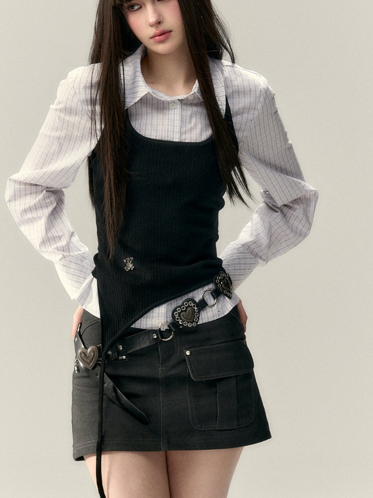 Removable Brooch Shirt Dress