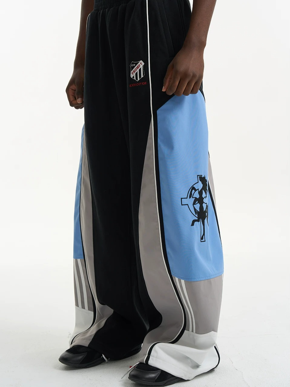 Contrast Panel Embroidered Track Pants