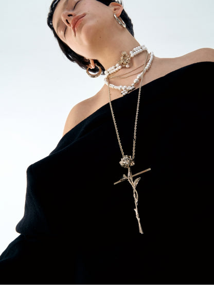 Gothic Rose Cross Necklace