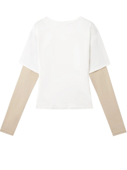 Contrast Paneled Long-Sleeve Tee