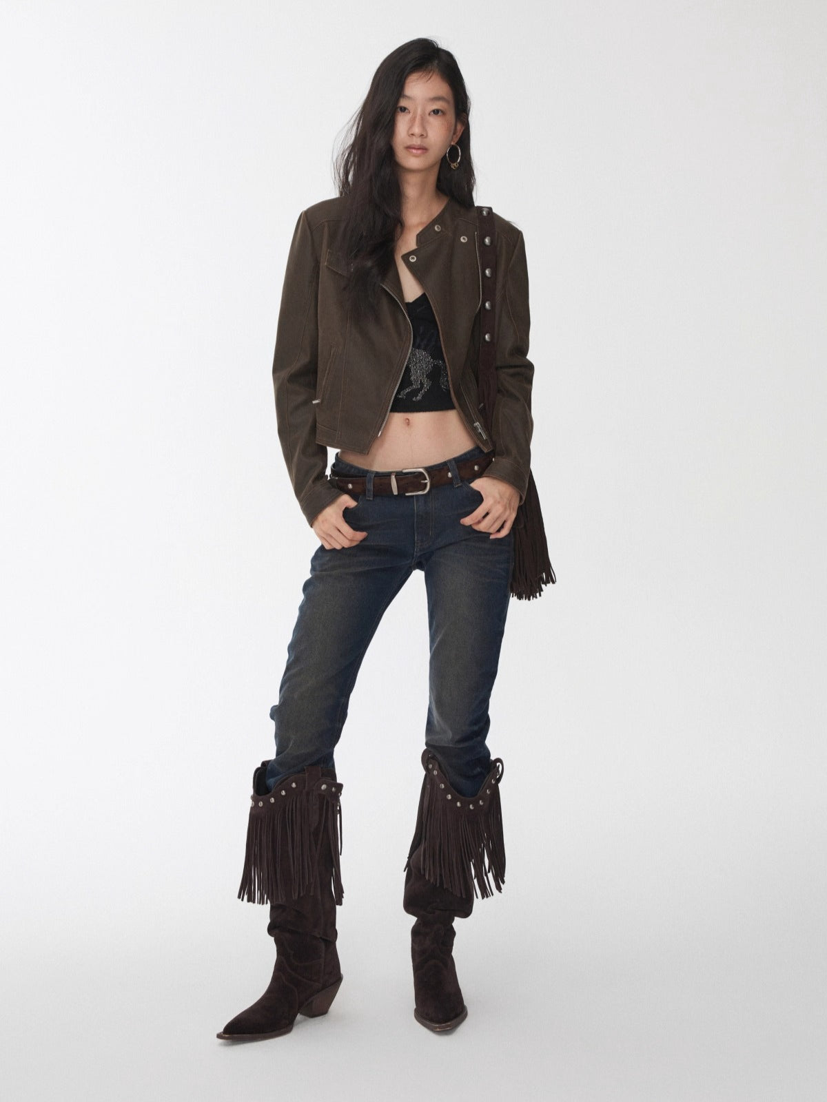 Vintage Cracked Leather Moto Jacket