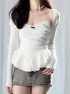 White Lace Corset Tube Top