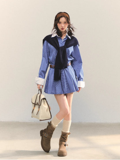 Shawl Fake Two-Piece Waist-Cinching A-Line Dress