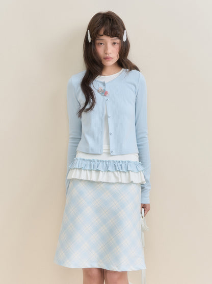 Pink &amp; Blue Plaid A-line Skirt 