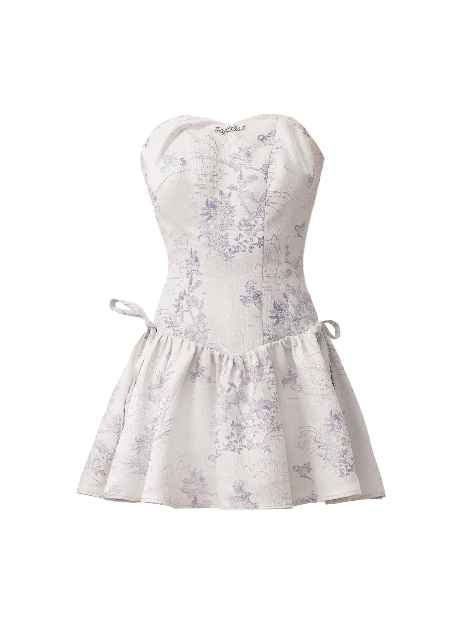 Embroidered Bandeau Summer Floral Print Dress