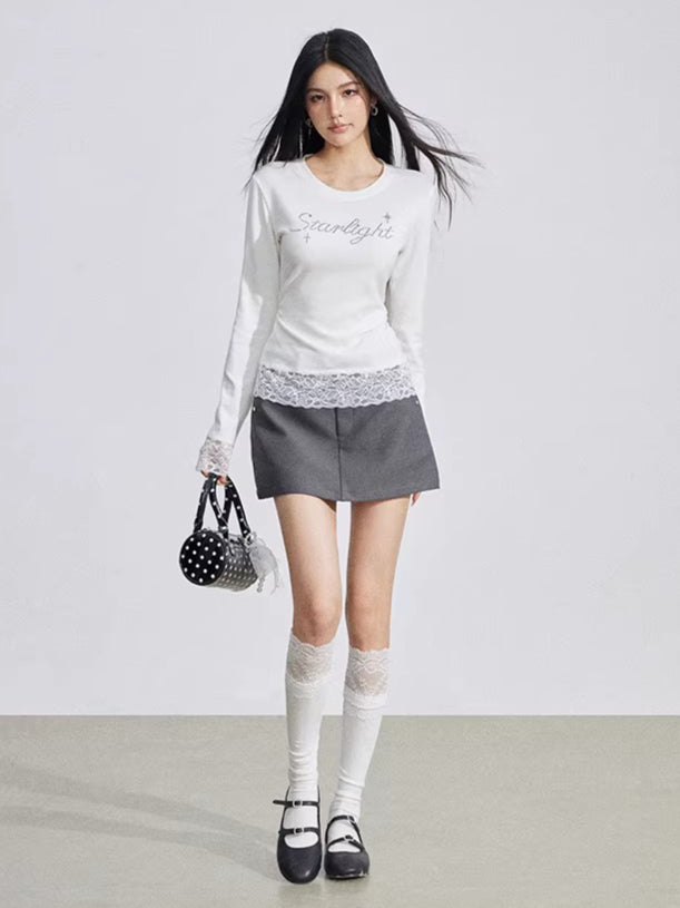 Rhinestone Lace Long Sleeve Base Layer