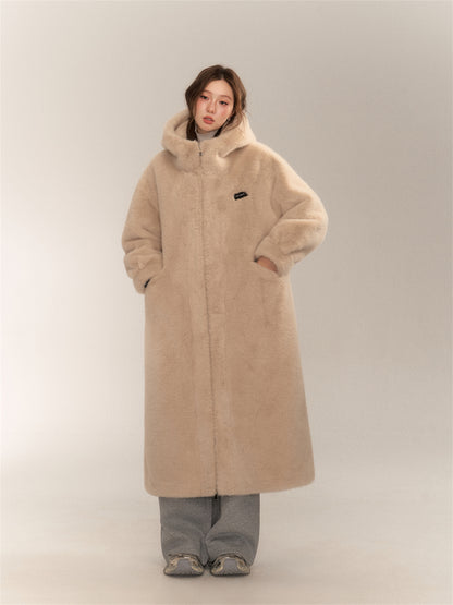 Apricot Faux Fur Long Coat