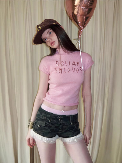 Lace Tiered Low-Rise Cake Shorts