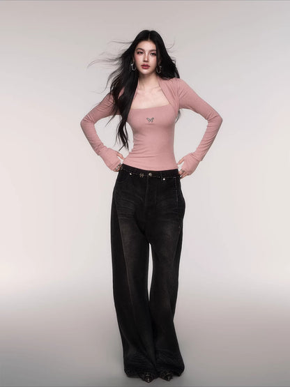 Sleeve-Detail Slim-Fit Knit Crewneck