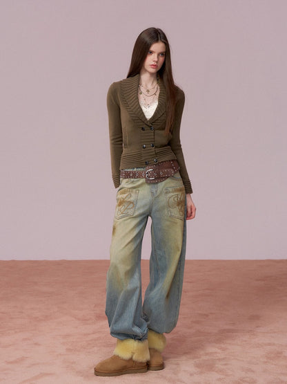 Vintage Wash Loose Denims Pants