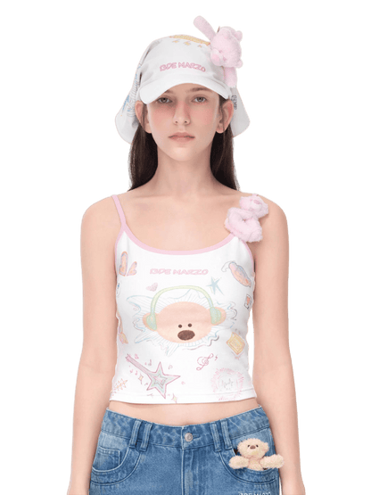Graffiti Bear Fitted Cropped Camisole