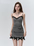 Grey Lace Patchwork High-Waisted Suit Suspender Dress - CHINASQUAD