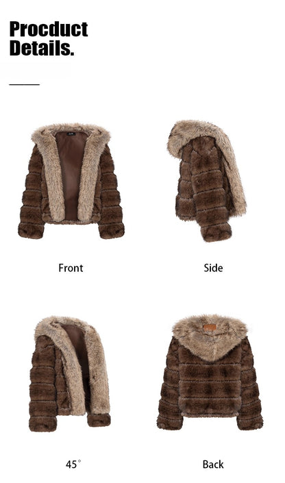 Faux Fur Hooded Oversized Jacket