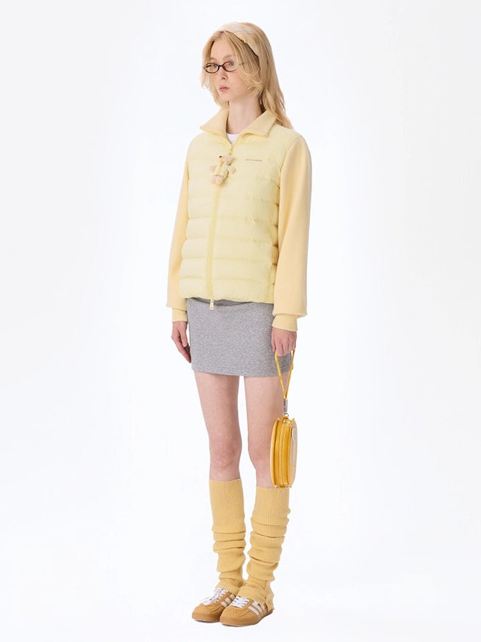 Knit Panel Plush Doll Down Jacket