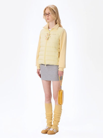 Knit Panel Plush Doll Down Jacket