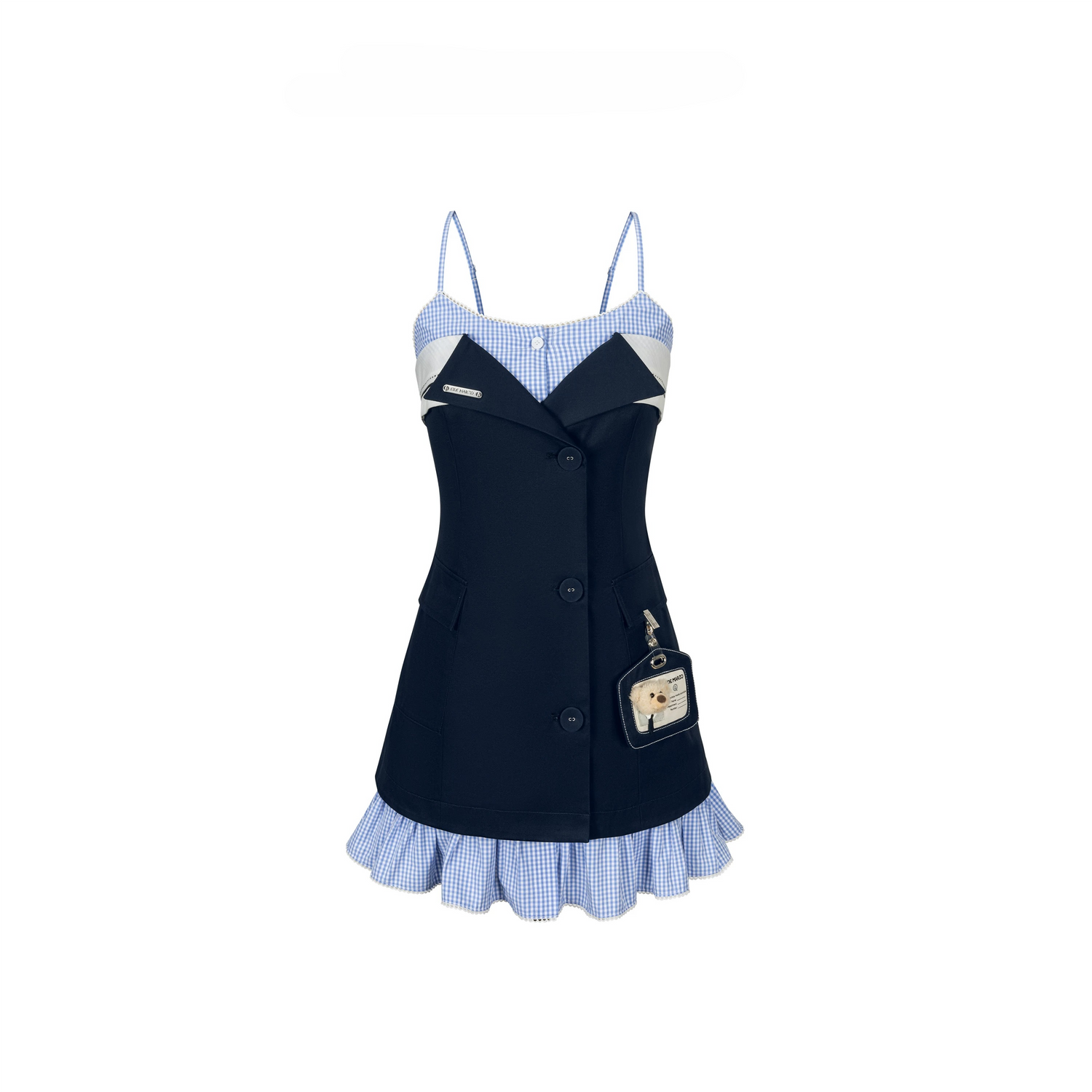 Two-Piece Illusion Blazer Badge Dress