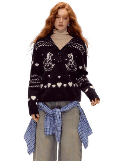 Pony Jacquard Knit Pullover