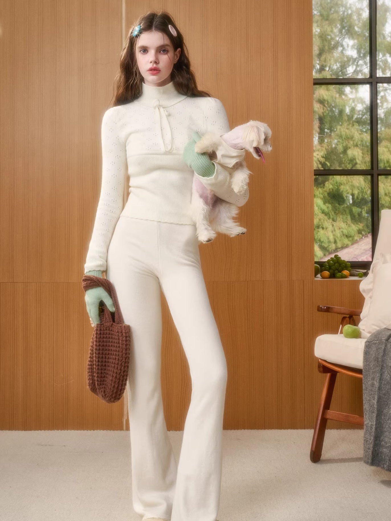 Wool-Blend Hollow Knit Base Layer