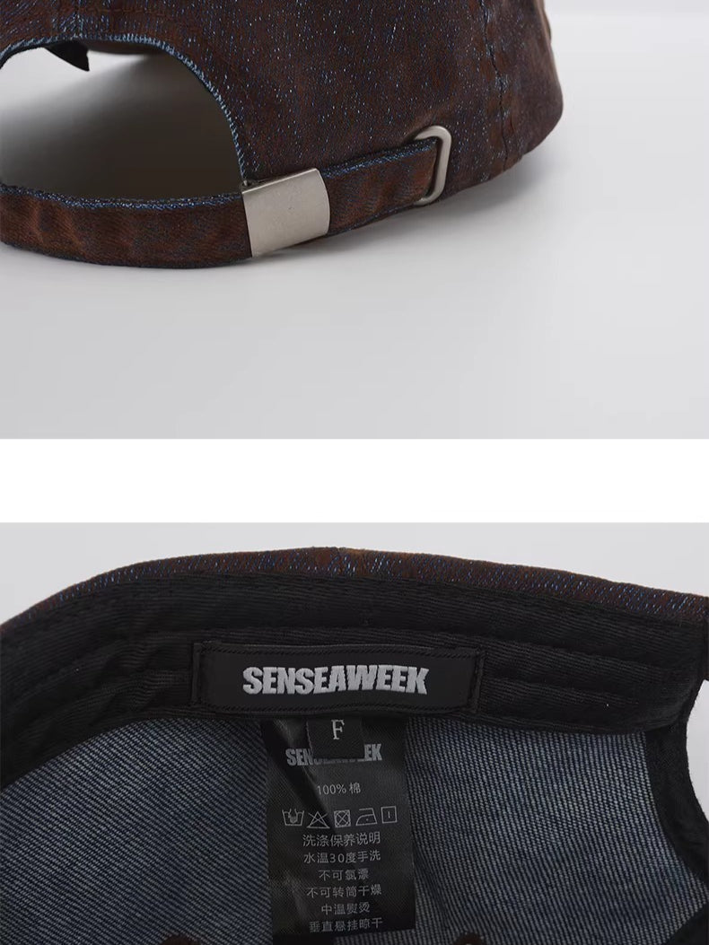 Embroidered Logo Washed Denim Baseball Cap