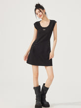U-neck Waist-cinching Sleeveless Little Black Dress - CHINASQUAD
