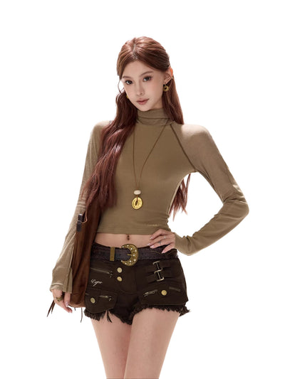 Brwon Layering Top / S