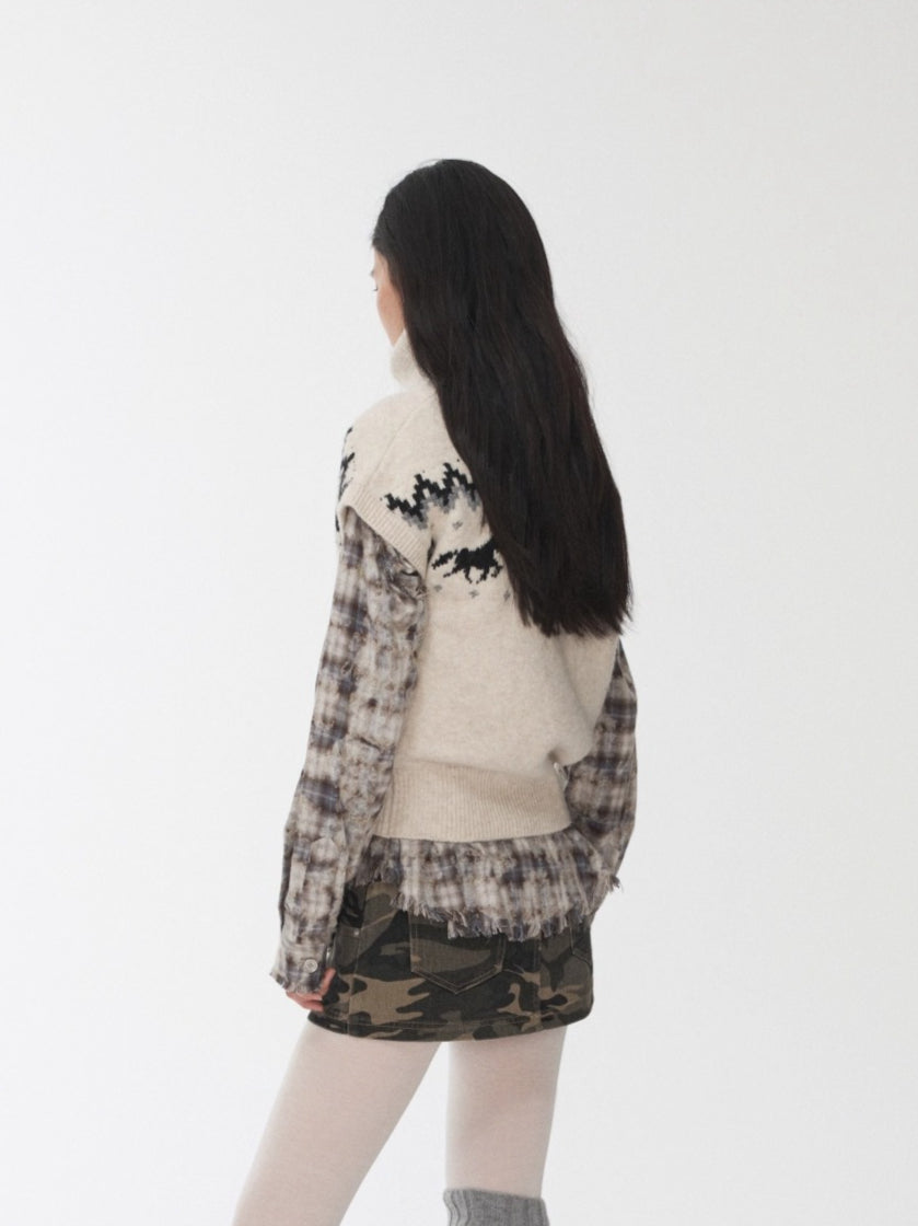 Fair Isle Pony Jacquard Turtleneck Knit Sweater